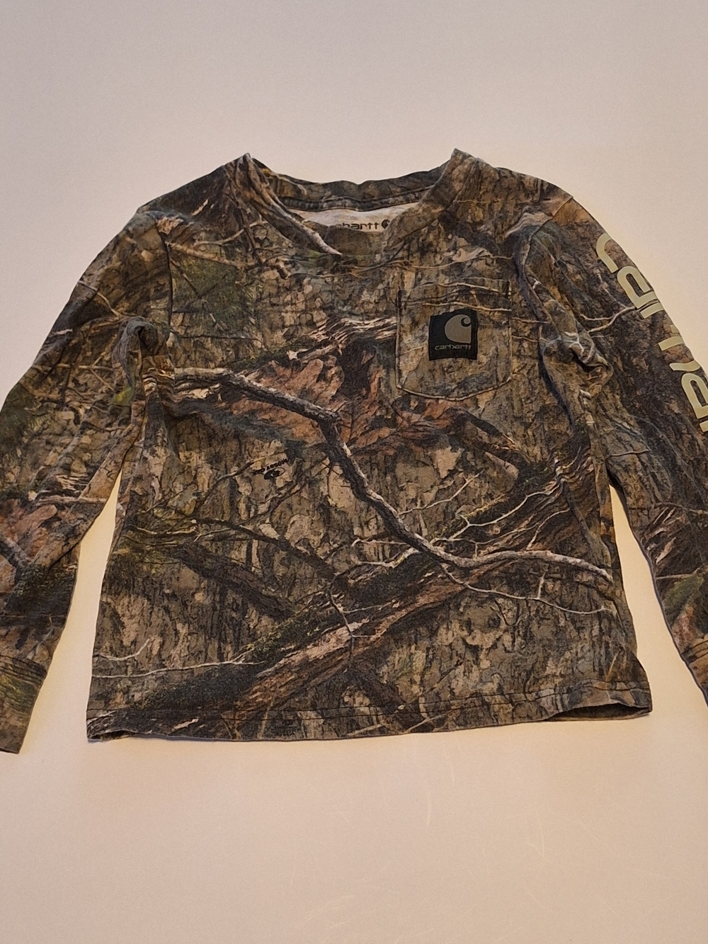 Carhartt Kids' Camo Long-Sleeve Pocket Tee - Brown/Green Size 4